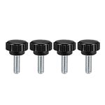 uxcell M6 x 15mm Metric Male Thread Knurled Clamping Knobs Grip Thumb Screw on Type Plastic Threaded Hand Bolt Knobs Black 4 Pcs