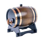 5L Oak Aging Barrels Whiskey Barrel Dispenser Wine Bucket Home Bar Decoration for Storage Wine & Spirits & Whisky Brown (With baked oak chips)