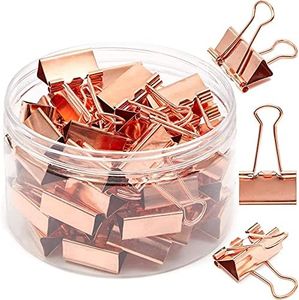 Bright Creations Rose Gold Binder Clips (Medium, 1 in, 50 Pack)