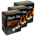 Tiger Tim 120 Sachet Firelighters Mess-Free Safe Odourless Instant Fire Starter for Wood Burners Barbecues Stoves Grills Campfires