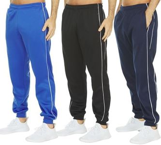 DARESAY Mens 3 Pack Dry Fit Fleece Athletic Workout Jogger Sweatpants for Men with Pockets and Drawstring Size S-3XL