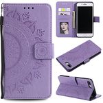 EYZUTAK Mandala Phone Cover for iPhone se 2022 5G iPhone7 iPhone8 iPhone se 2020,Flip Case with Card Slot,Magnetic Closure,Embossing PU Leather Case with Stand Function,Foldable Motif-Purple