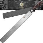 KESSAKU Carving Knife - 12 inch - Samurai Series - Razor Sharp - Granton Edge - Forged 7Cr17MoV High Carbon Stainless Steel - Wood Handle with Blade Guard