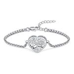 shajwo Cremation Jewelry Tree of Life Heart Urn Bracelet for Human Ashes for Women Men Adjustable Memorial Keepsake Link Bracelet,Silver