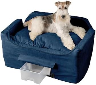 Snoozer Dog Car Seat with Storage Tray: Lookout II Dog Booster Car Seat Medium Sized Dog, Size: Large, Fabric: Sapphire, Pet Car Seat to Help Car Sickness for Dogs, Removable Washable Cover