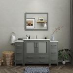 Vanity Art 60 inch Single Sink Modern Bathroom Vanity Compact Set 1 Shelf, 8 Drawers - Ceramic Top Bathroom Cabinet with Free Mirror (Gray) - VA3036-60-G