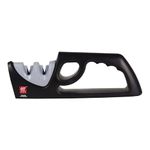 ZWILLING Premium Pull-Through Knife Sharpener Tool - Black, Professional Repair and Restore Blades, Sharpens Dull Knives, Non-Slip Base, Safety Grip,