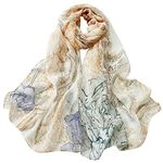 Floral Print Chiffon Scarf - Womens Fashion Scarfs Lightweight Head Scarf Sunscreen Scarves Shawls Wrap For Women