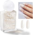 modelones Pearl White Nail Polish, Shimmer Glitter White 15 ml Quick Dry Nail Lacquer Strengthener Long Last Shine Fingernail Toe Nail Art DIY Home Travel Manicure Gift for Women Girls 0.5 Fl Oz