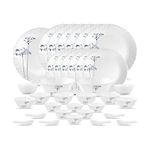 La Opala, Novo Collection, Opal Glass Dinner Set 35 pcs, Aqua Spray, White
