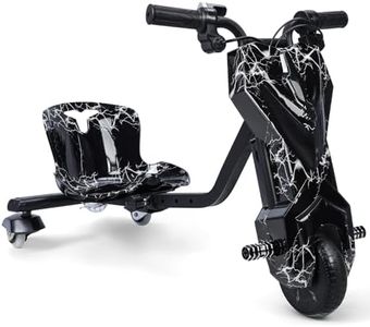 gihusrzx Drift Trike, Kid Ride on Tricycles, Big Wheel Drifting Tricycle for Ages 8+, Ride-On Kids Tricycle with Adjustable Seat, Adjustable Length, with Light, Button Throttle Function Black US Plug