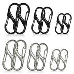 Zipper Lock Clip, Small Keychain Clip, S Carabiner Clips for Home, Hiking, Outdoor, Camping, Fishing, Key, Backpack (Black, Silver)