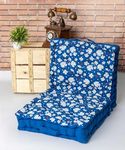 SKANDA FAB Premium Printed Floor Cushion Meditation Floor Pillow, Square Large Pillows for Bench/Chair Cushion/Living Room/Balcony/Outdoor Daisy Flower Classic Blue 50 x 50 x 10 cm (Pack of 2)