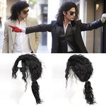 Artjosy Imitation Colonial Men Cosplay Wigs Long Natural Black Curly Ponytail Synthetic Wigs Heat Resistant Character Costume Wig for the Imitator to Cherish and in Memory in the Party or Halloween