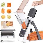 ONCE FOR ALL Safe Mandoline Slicer Pro, Gen 4th, Adjustable Thickness Vegetable Slicer For Kitchen, Food Chopper With Container, Lid, Drain Basket, Veggie Cutter For Potato Onion Fruit