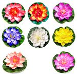 通用 8 Pcs Realistic Lily Artificial Water Floating Foam Lotus Flowers Floating Pond Decor for Pond Pool Aquarium Water Decoration