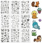 GLOBLELAND 9 Sheets Animal Theme Silicone Clear Stamps Seal for Card Making Decoration and DIY Scrapbooking(Ocean Life, Forest Animals, Butterfly Flower, Dinosaur, Bird, Plants)