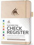 Clever Fox Check Register Book - Deluxe Transaction Register, Accounting Ledger Book, Checkbook Register & Checking Account Register Book for Personal and Work Use, A5 Hardcover - Seashell