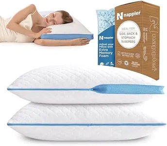 Nappler Side and Back Sleeper Pillow for Neck and Shoulder Pain Relief-Shredded Memory Foam Bed Pillow for Sleeping - 100% Adjustable Fill - Queen Size - Set of 2 - Washable Case. Extra Fill Included