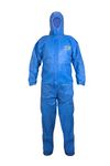 keep Type 5/6, 50 gram, Breathable SMS Disposable Overalls for Men, Women | Chemical Protection Coveralls Hazmat Suit | Industrial Safety Overalls Mens Workwear (Blue, L - (2 pack))