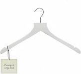 Sueded Luxe Wood Hangers for Clothes- Heavy Duty Hangers for Tank Top, Shirt, Coat, Sweater-Dress Hangers- Non Slip, Slim and Space Saving Hangers. (White, 100)