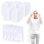108 Pack Disposable Rain Ponchos for Adults Plastic Ponchos with Hood Raincoat Bulk for Men Women Camping Outdoor, Clear, One Size