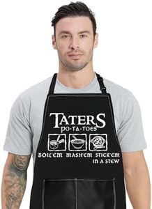 WZMPA Tablier de cuisine amusant avec poches Motif pommes de terre, Pommes de terre Taters, Medium