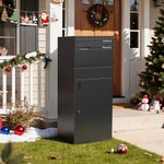 Merapi Package Delivery Box, Pre-Assembled No-Install Parcel Drop Box, Weatherproof Anti-Theft Steel Design (Forged Iron Black)