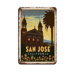 AZOLID Vintage Metal Tin Signs San Jose CA Travel Tin Signs Metal Poster Wall Decor Office Cafe Bathroom Badroom 30x43CM