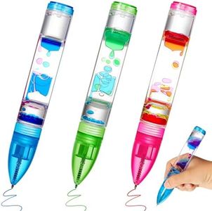 Equsion 3 Pcs Liquid Motion Bubbler Pens Cool Pens Fidget Pen Fun Liquid Timer Pen Fidget Toys Office Desk Toys Novelty Gifts for Autism ADHD Anxiety Stress Relief Sensory Play (Red, Green, Blue)