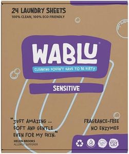 WABLU Fragrance Free Laundry Detergent Sheets | Non-BIO (no enzymes) | Hypoallergenic | For use with sensitive skin and delicate fabrics | 24 Washes
