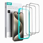 ESR 3 Pack for iPhone 15 Pro Max Screen Protector, 3 Tempered-Glass Screen Protector, 2.5D Curved Edges, Full-Coverage Military-Grade Protection, Scratch Resistant