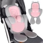 vocheer Baby Stroller Cushion, 2 in 1 Infant Car Seat Insert Soft Baby Stroller Liner Pram Head and Body Support Pillow for Newborn, Pink