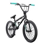 Mongoose Legion L10 Kids Freestyle Sidewalk BMX Bike, Beginner Riders, 20-inch Wheels, Hi-Ten Steel Frame, Micro Drive 25x9T BMX Gearing, Black/Teal