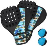 Water Bouncing Ball and Catch Gloves Set – 2 Water Skip Balls with Ambidextrous Neoprene Catch Mitts, Adjustable Wrist Strap, Non-Slip Drain Hole Design for Pool Beach Lake Summer Water Games