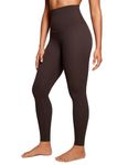 CRZ YOGA Women's Butterluxe Super High Waisted Workout Leggings 28 Inches -Over Belly Buttery Soft Full Length Yoga Pants Hot Fudge Brown Medium