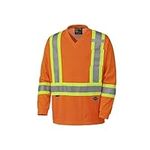 Pioneer Construction Quick-Dry Mesh High Visibility Work Safety Long Sleeve Shirt, Orange, 2XL, V1050950-2XL