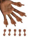 Daily Portable Dark Skin Tone Tiny Hands (Middle Finger Sign) - 5 Pack - MFU Style Mini Hand Puppet + 5X Holding Sticks TIK Tok