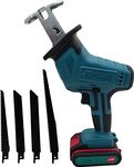Hetkrishi Professional Cordless Reciprocating Saw/Saber Saw with 21V Lithium Double Battery For Metal and Wood Working (3 Original Saber Saw Blades For Wood and Metal), Battery Powered