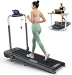 WELLFIT 10% Incline Foldable Walking Pad Treadmill with Cushioned Handle Bar for Home, 360 lbs Capacity, Wide Shock Absorbing Deck, 3.0HP Low Noise, for WELLFIT Voice Control/KINOMAP/Apple Health