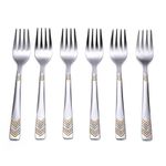 FnS RAGA 24 Karat Gold Plated Stainless Steel Fruit Fork (Set of 6) for Home, Kitchen and Dining