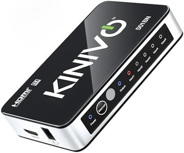 Kinivo HDMI Switch 4K HDR 501BN (5 in 1 Out, 4K 30Hz HDR, HDMI 2.0, High Speed 18Gbps, IR Remote, HDCP) - Compatible with Roku, PS5, Xbox, Apple TV, Nintendo Switch, Cable Box