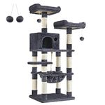 Feandrea Cat Tree, Stable Cat Tower, 2 Plush Perches, 143cm, Smoky Grey PCT15GYZ