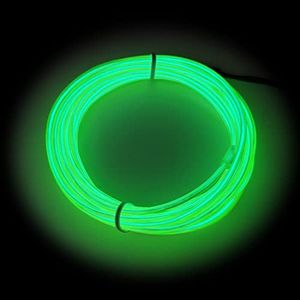 MaxLax EL Wire Lime Green, 9.8ft/3m Portable Battery Pack Neon Lights Strip 360 Cuttable Glowing Rope Lights for Parties, Halloween, DIY Decoration