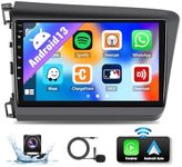 SIXWIN 1G+32G Android Car Stereo for Honda Civic 2012 2013 2014 2015 9 inch Touch Screen Car Radio with Wireless Carplay and Android Auto GPS Navigation WiFi HiFi Bluetooth FM SWC Backup Camera MIC