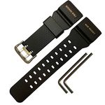 Natural Rubber Strap/Replacement Watch Band for Casio men's G-Shock Master of G Mudmaster Twin Sensor Sports Watch GG-1000/ GWG-100/ GSG-100 Series Watch Strap (Black)