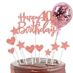 Personalised Happy 40th Birthday Cake Toppers Rose Gold for Women,Her,Lady,Happy Birthday Sign for Cake,11p Glitter Cupcake Topper Cake Topper 40th Birthday Cake Decoration for 40th Birthday Party