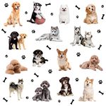 SUPERDANT Dog Wall Stickers 3D Pet Dog Wall Decal Bone Paw Print Stickers Puppy Wall Sticker Vinyl Dog Wallpaper Kids Dog Wall Stickers for Kids Bedroom Dog Lover Home DIY Decor