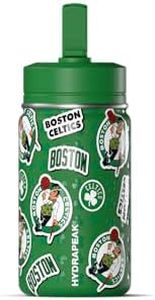 Hydrapeak x NBA Officially Licensed Boston Celtics 14oz Mini Water Bottle with Straw Lid and Handle, Stainless Steel Double Wall Insulated Spill Proof Water Bottle