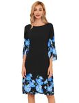 GRACE KARIN Ladies Elegant Midi A Line Floral Dresses 3/4 Sleeves Flowy Chiffon Party Dresses for Summer Size 14